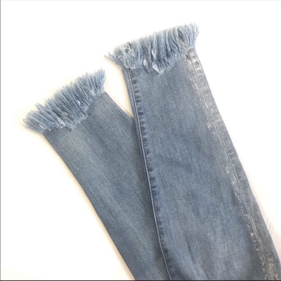 Kancan Distressed Skinny Jeans w/ Fringe Hems 25 - Picture 6 of 8